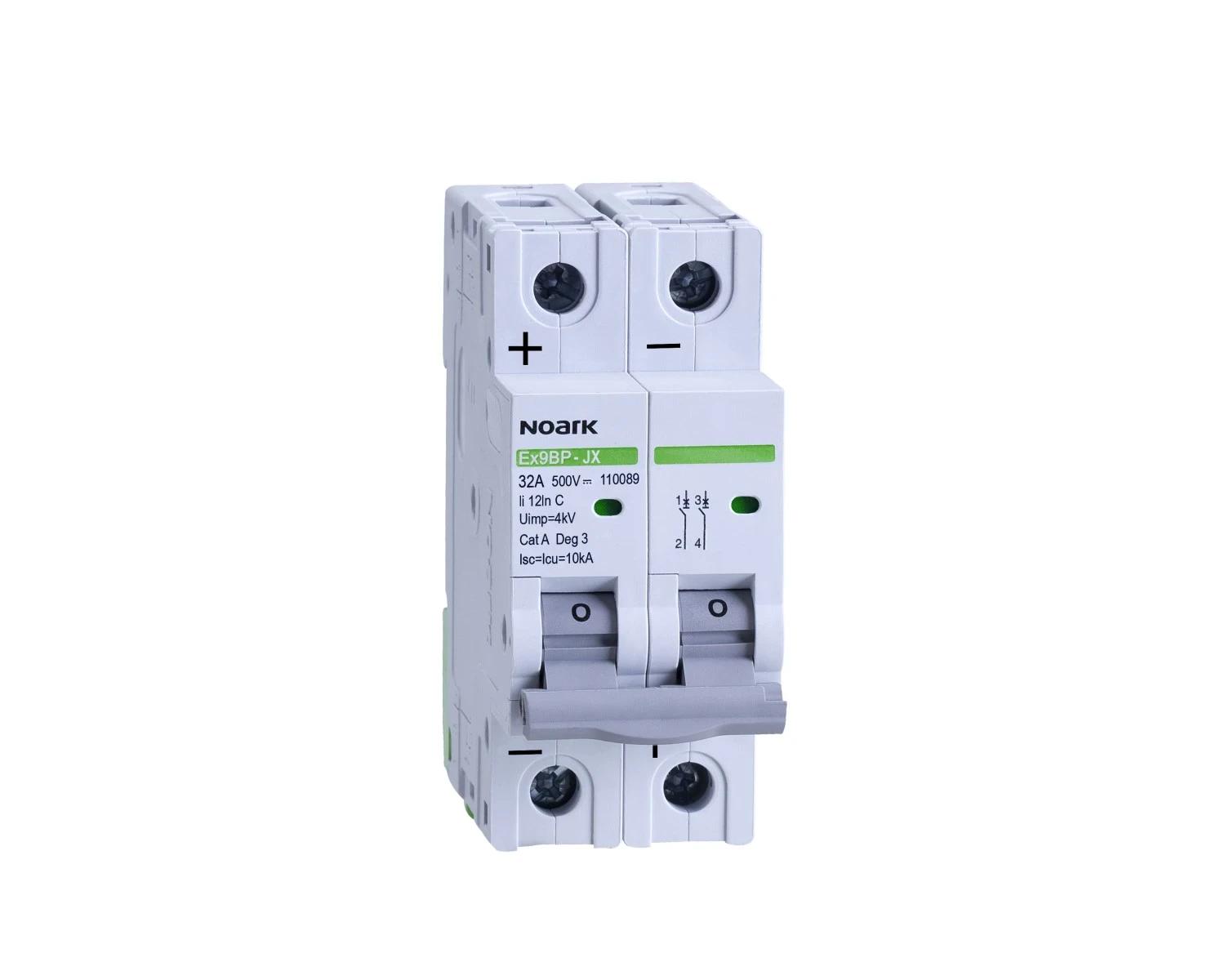 Intrerupator automat DC 63A 2P Curba C 10kA 500V - Noark Ex9BP-JX(+) 110092 pentru aplicatii fotovoltaice