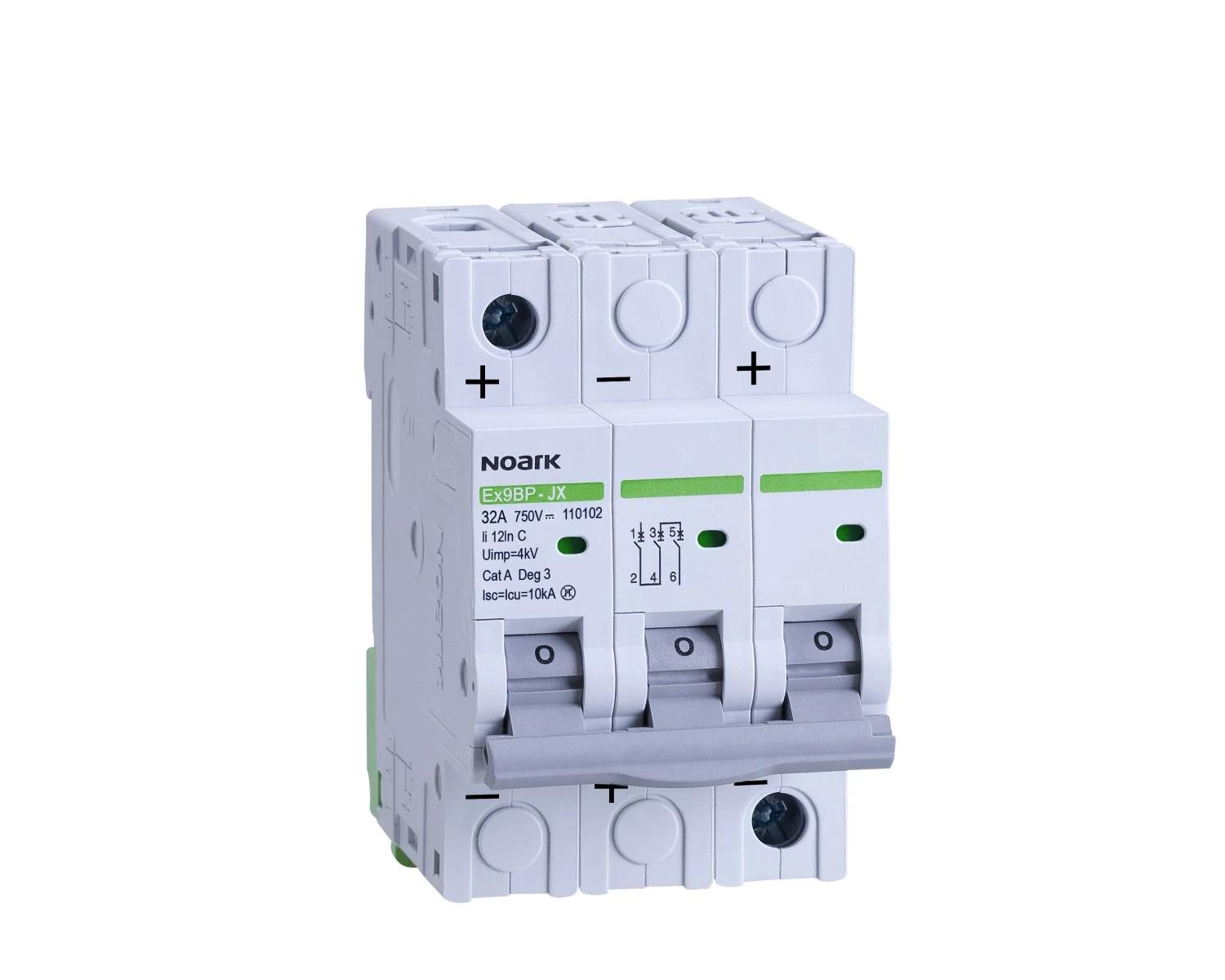 Intrerupator automat DC 4A, 3P, Curba C, 10kA, 750V - Noark Ex9BP-JX(+) 110096, pentru aplicatii fotovoltaice