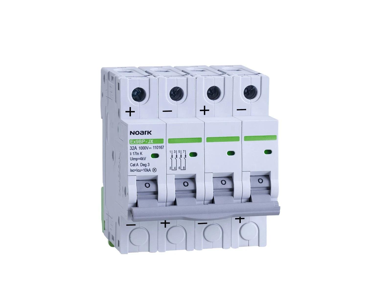 Intrerupator automat DC 25A, 4P, Curba K, 10kA, 1000V - Noark Ex9BP-JX(+) 110166, pentru aplicatii fotovoltaice