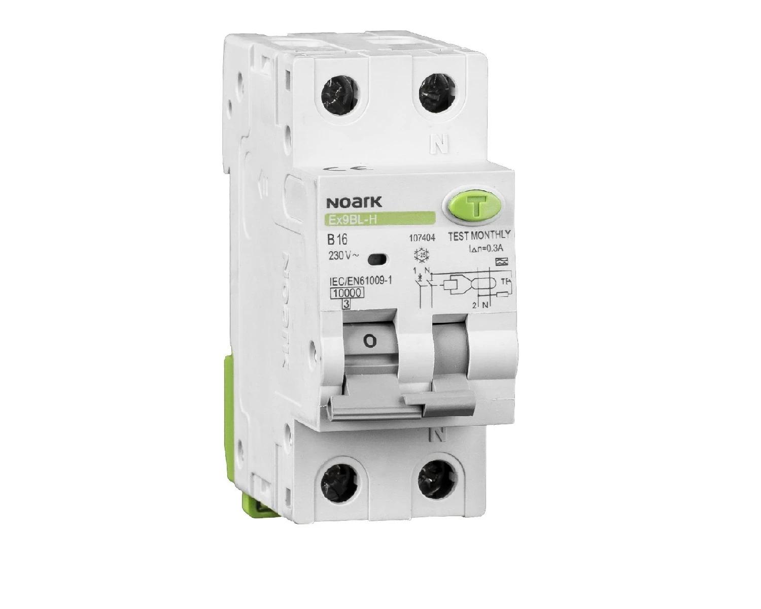 Intrerupator diferential RCBO 32A, 1P+N, 100mA, 10kA, tip AC, Curba B - Noark Ex9BL-H, 107467 