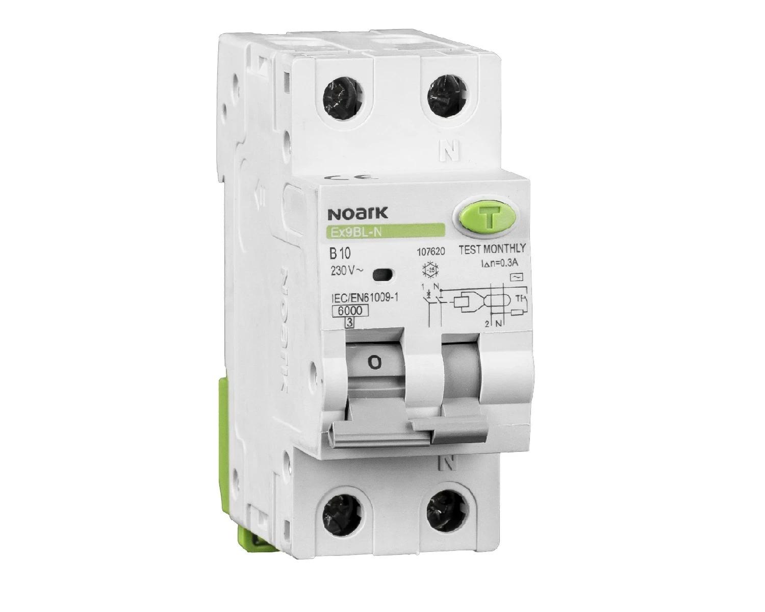 Intrerupator diferential RCBO 32A, 1P+N, 100mA, 6kA, tip A, Curba B - Noark Ex9BL-N, 107673 