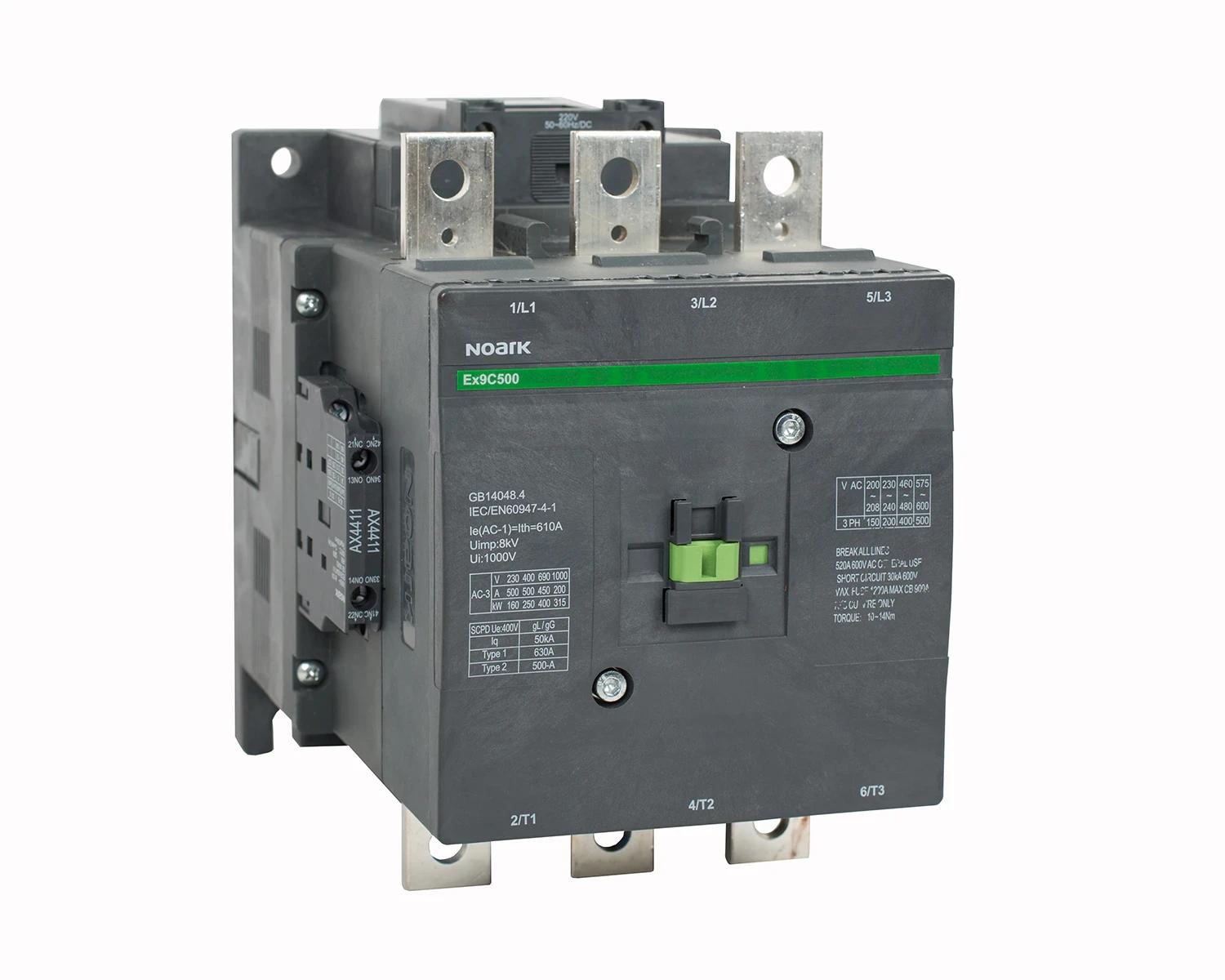 Contactor 3P (3ND) 500A AC-3 tensiune bobina 400V AC/DC aux 2 NO + 2 NC - Noark Ex9C500 106298