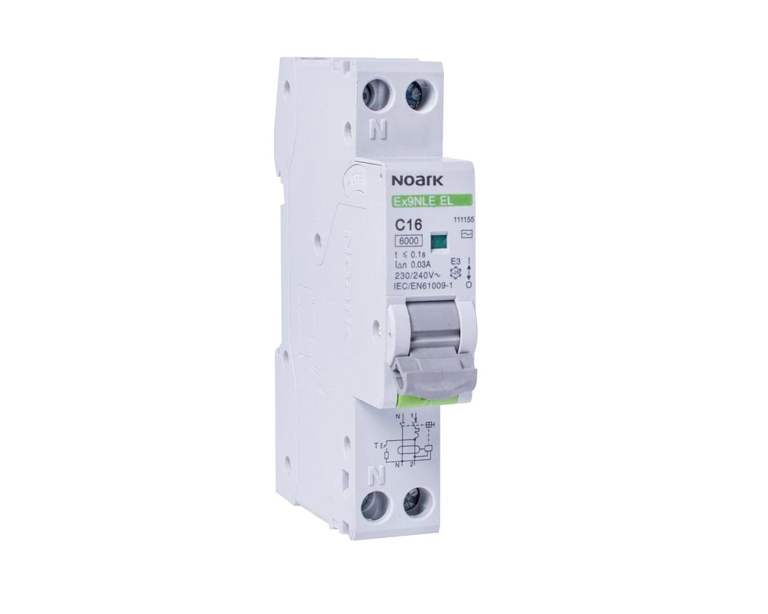 Intrerupator diferential RCBO 32A, 1P+N, 30mA, 6kA, tip AC, Curba B - Noark Ex9NLE EL, 111151 