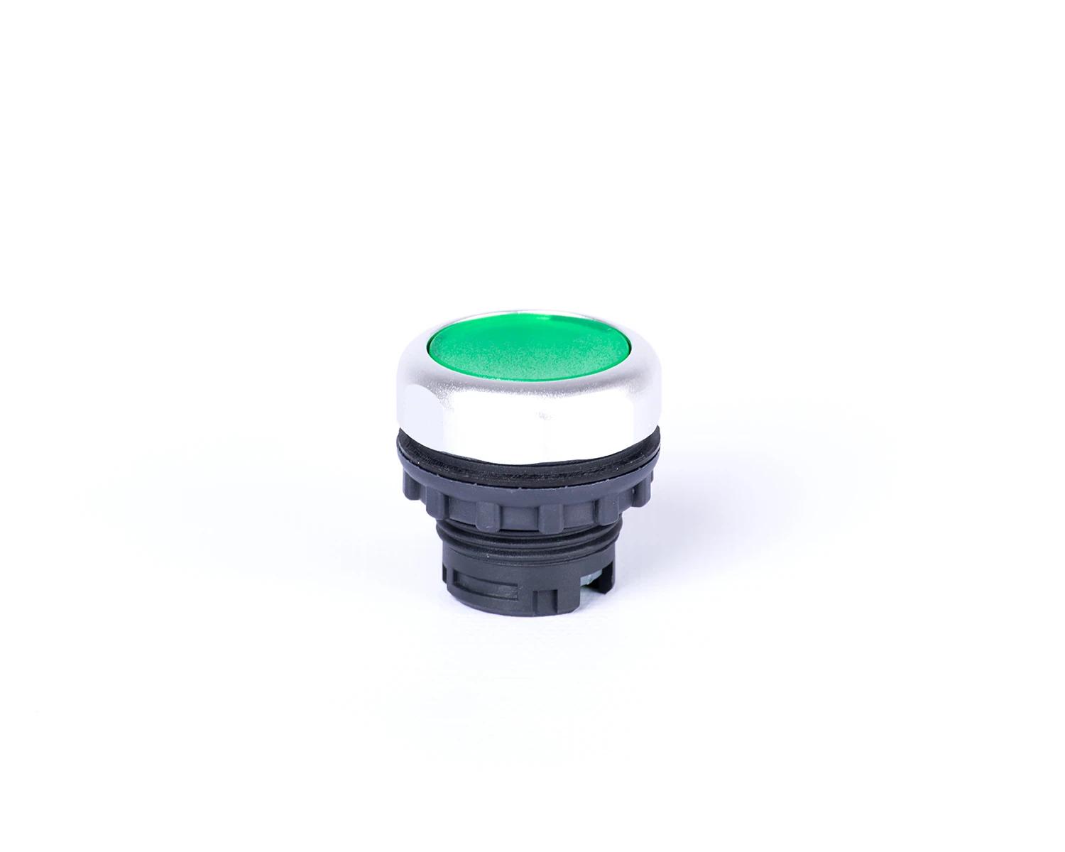 Buton plat cu revenire fara inscripţionare cu indicator luminos verde Ex9P1 FI g - Noark - 105619