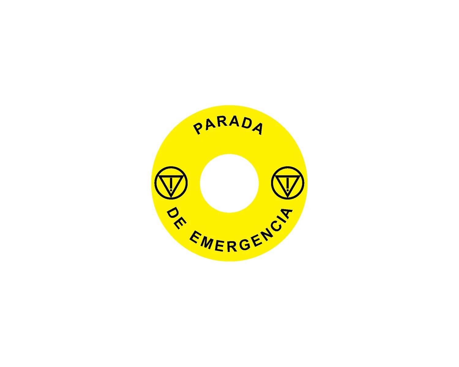 Eticheta pentru oprire de urgenţa pentru Ex9P1 H, rotunda 60 mm, autoadeziva, galben, ES Ex9P1 H S6ES - Noark - 106798 