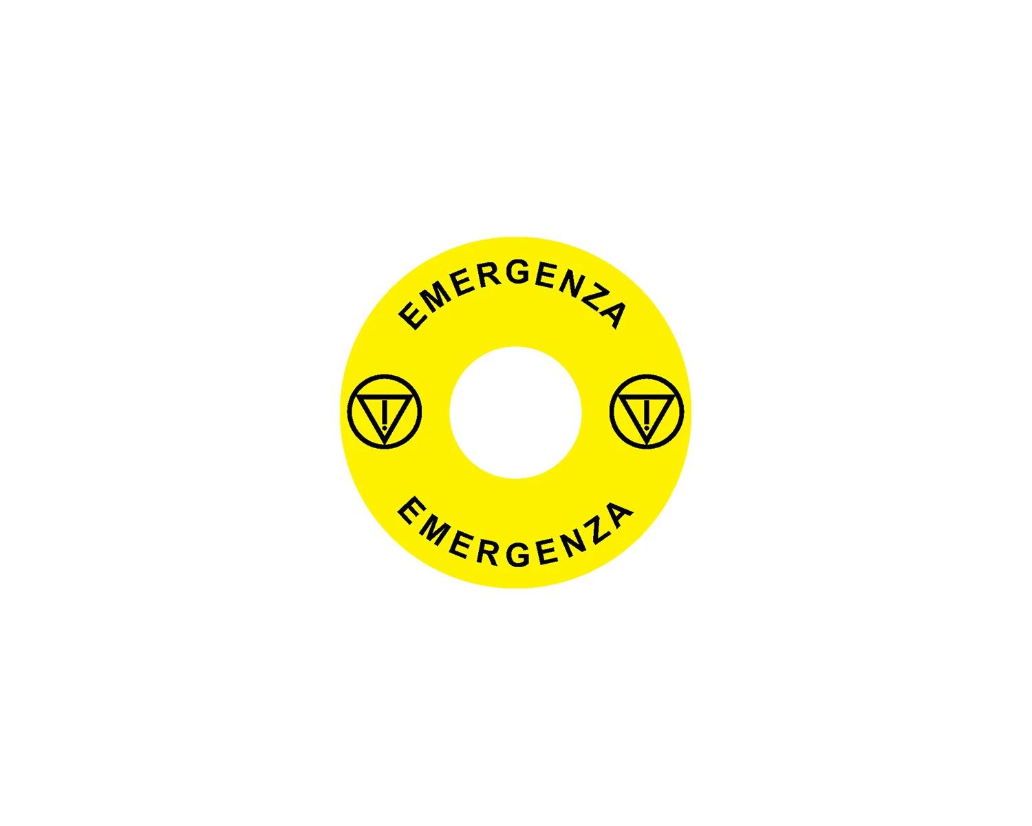 Eticheta pentru oprire de urgenţa pentru Ex9P1 H, rotunda 60 mm, autoadeziva, galben, IT Ex9P1 H S6IT - Noark - 106799 