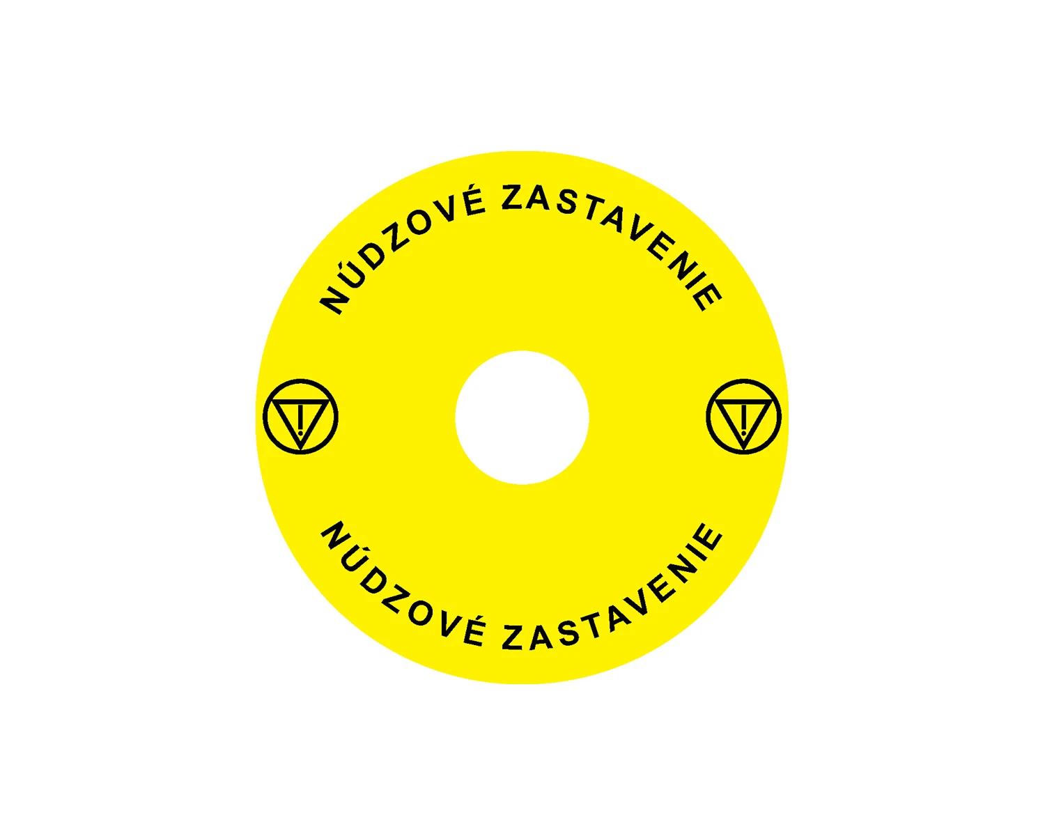 Eticheta pentru oprire de urgenţa pentru Ex9P1 H, rotunda 90 mm, autoadeziva, galben, SK Ex9P1 H S9SK - Noark - 106809 