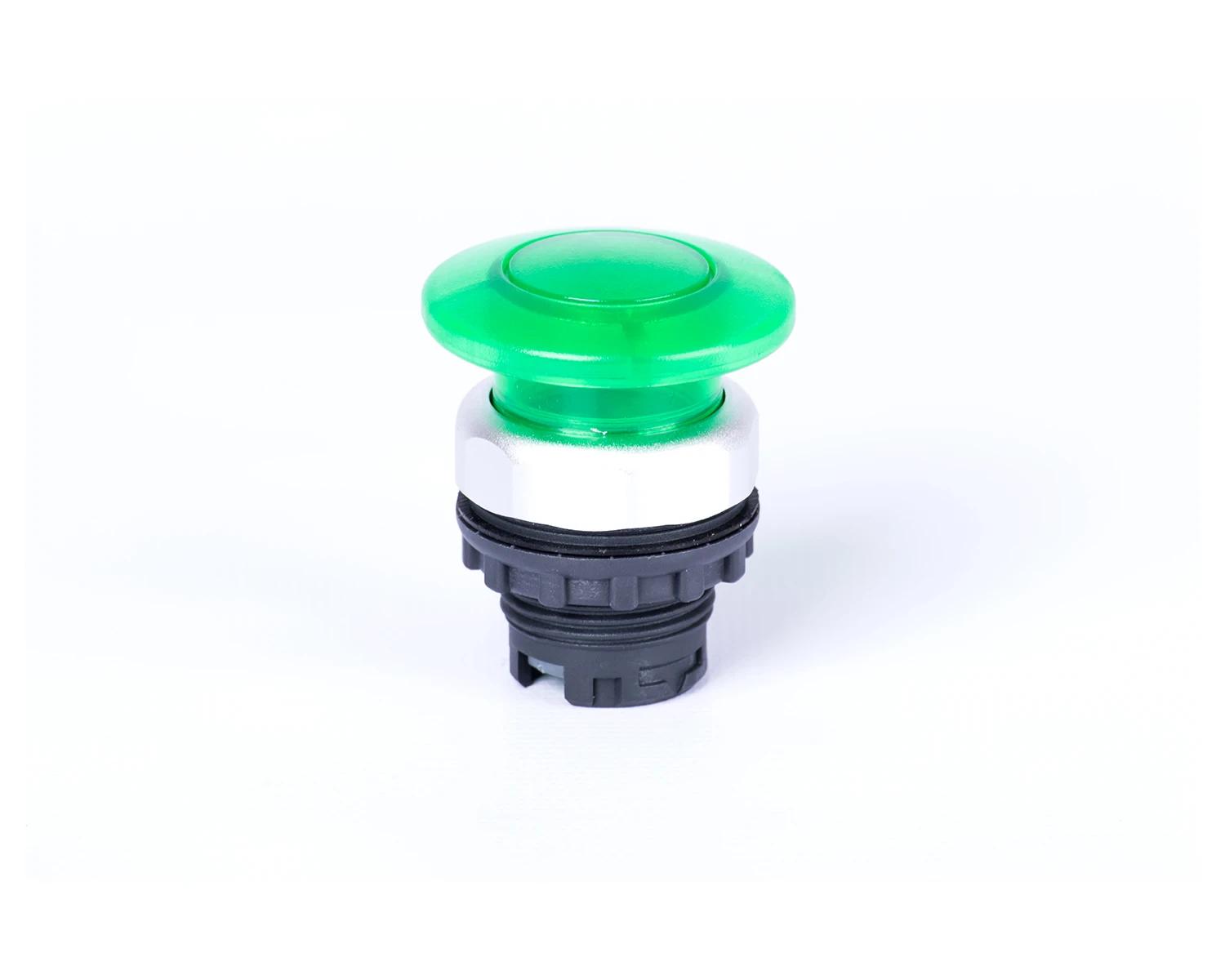 Buton ciuperca, 40 mm, cu revenire, cu indicator luminos, verde Ex9P1 MI g - Noark - 105641 