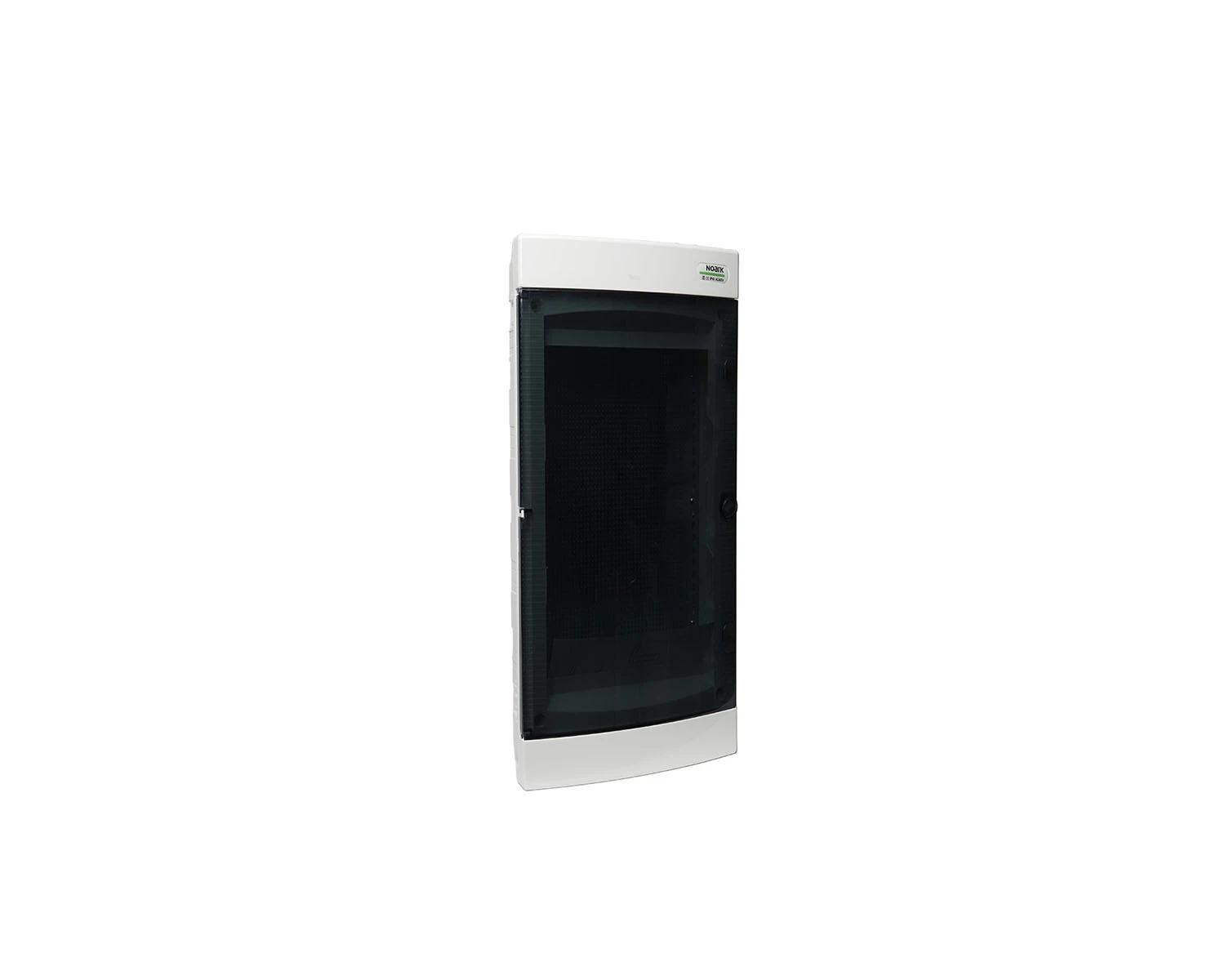 Tablou de distributie din plastic, pentru dispozitive multimedia, montare incastrata, IP40, usa transparenta, 54 module (3x18module) - PNF-MM 3x18T - Noark, 113422 