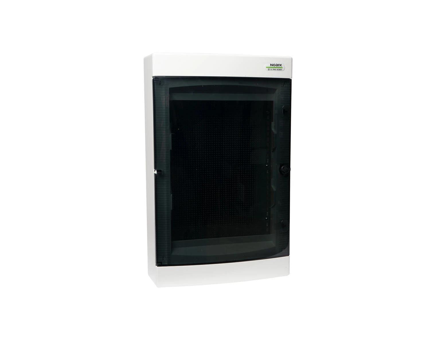 Tablou de distributie din plastic, pentru dispozitive multimedia, montare aparenta, IP40, usa transparenta, 72 module (4x18module) - PNS-MM 4x18T - Noark, 113412 
