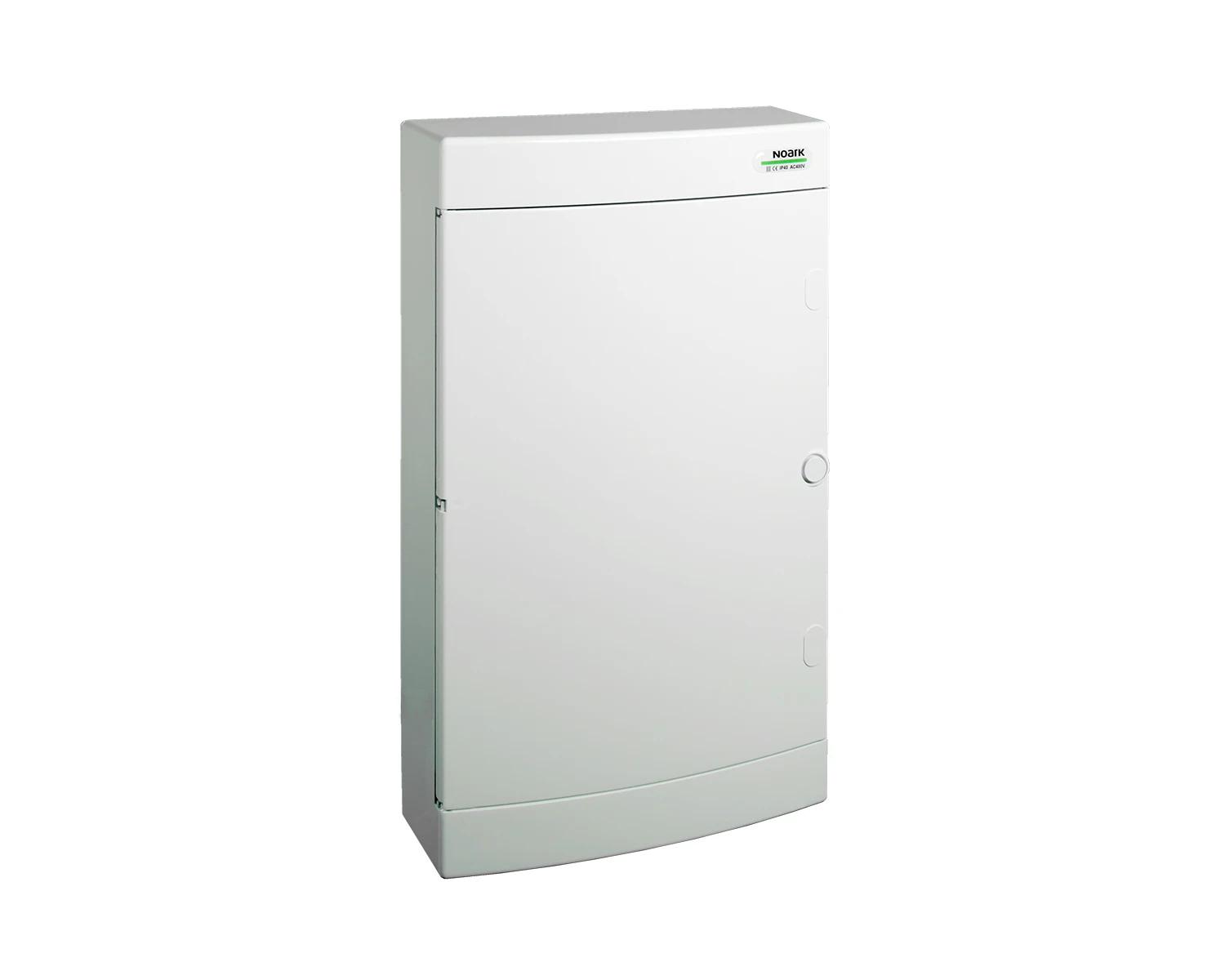 Tablou de distributie din plastic, pentru dispozitive multimedia, montare aparenta, IP40, usa alba, 54 module (3x18module) - PNS-MM 3x18W - Noark, 113417 