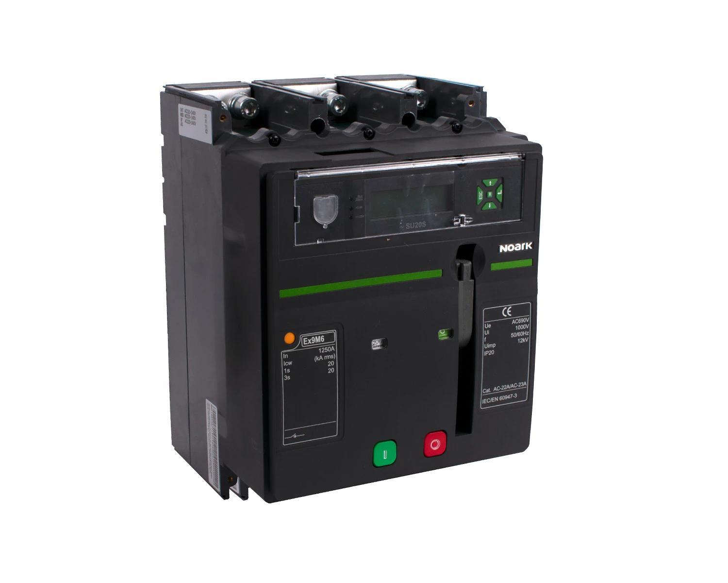 Intrerupator USOL 1600A AC 3P 70kA Unitate de declansare electronica LCD SU20S Cu motor actionare de la distanta 230V AC cadru M6  - Noark Ex9M6Q 116190