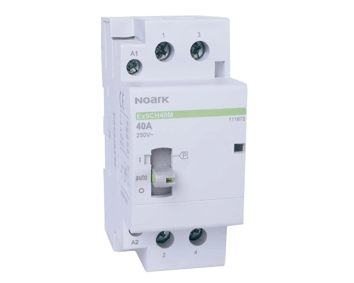 Contactor modular si cu comutare manuala 63A, bobina 220V - 240V AC, 1 NO + 1 NC - Noark, Ex9CH63M, 111695