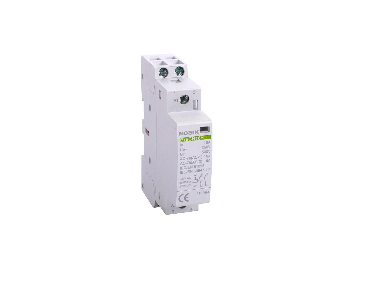 Contactor modular, silentios 16A, bobina 230V AC/DC, 1 NO + 1 NC - Noark, Ex9CH16H, 116964
