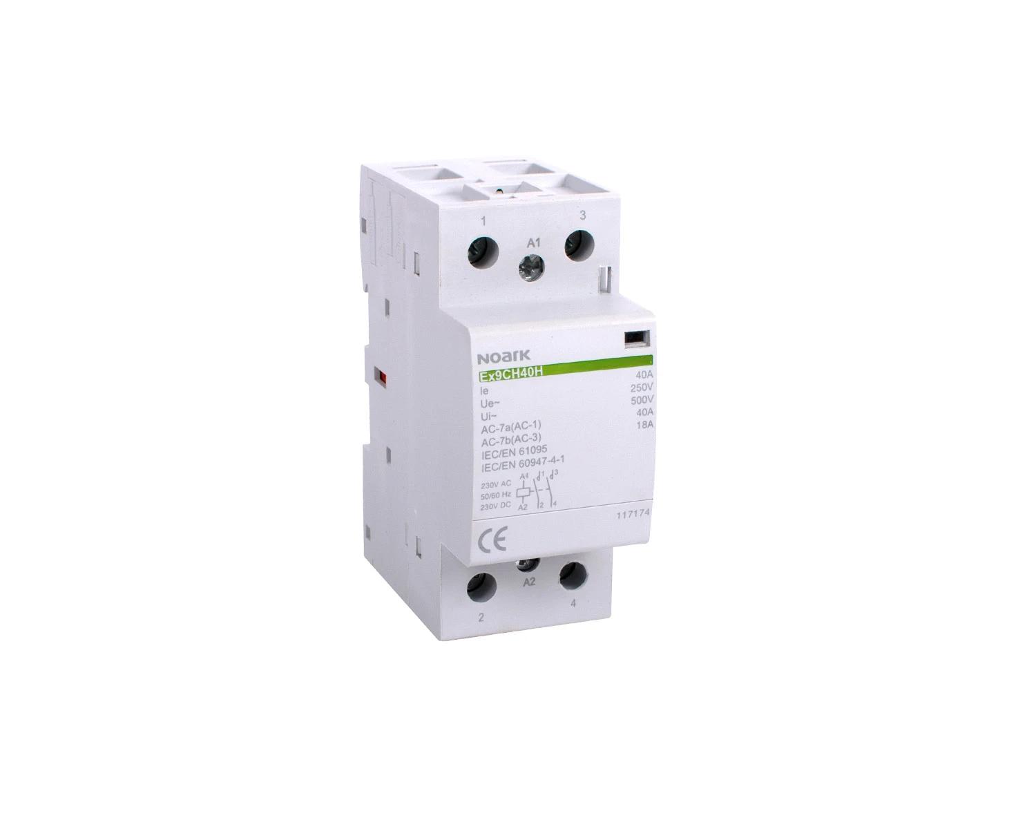 Contactor modular, silentios 40A, bobina 24V AC/DC, 1 NO + 1 NC - Noark, Ex9CH40H, 117187